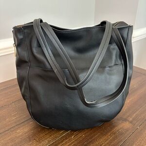 Anthropologie faux leather tote bag